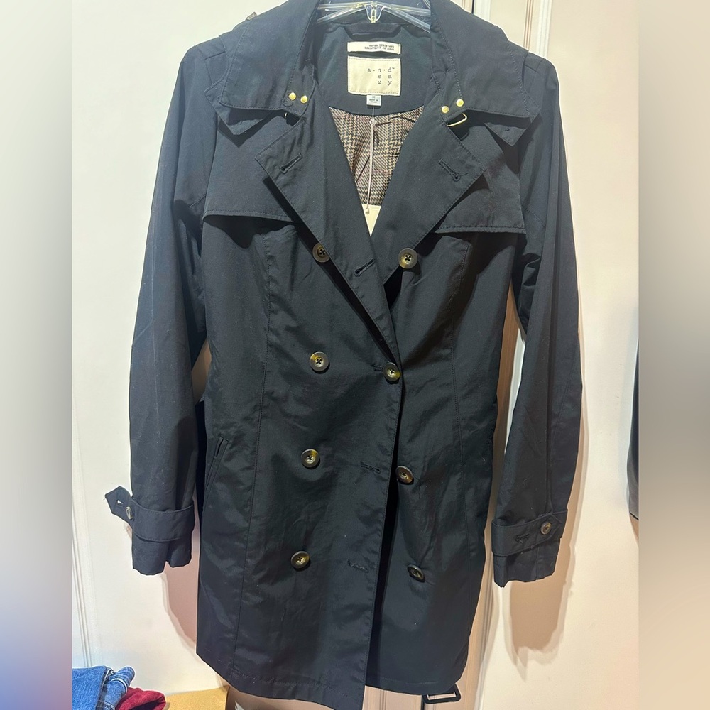 A New Day Black Trench Coat - Med